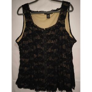 Venezia Black lace tank Cami lined Size 26/28 Gothfairy Whimsigoth Dark Romantic